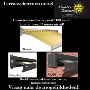 Terrasschermen actie Hennie's Zonwering